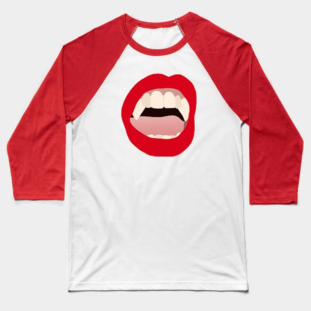 Fangs Baseball T-Shirt by ElviaMontemayor